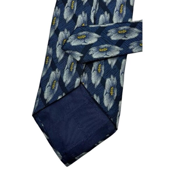 ERMENEGILDO ZEGNA Men's 100% Silk Necktie LUXURY Tie Blue Floral W:3.8" EUC - Picture 6 of 6